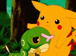 There There Pikachu Consoling Caterpie Pokemon GIF