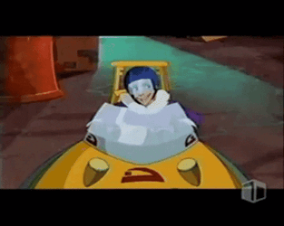 Theresa Pushing Neil Off A Snowmobile GIF