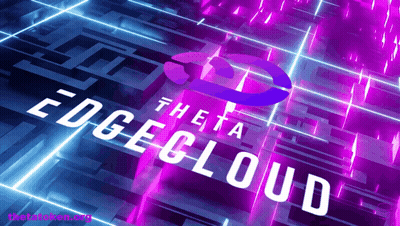 Theta EdgeCloud Logo On Purple Blue Background GIF