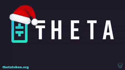 Theta Logo With Santa Hat Saying Merry Christmas GIF