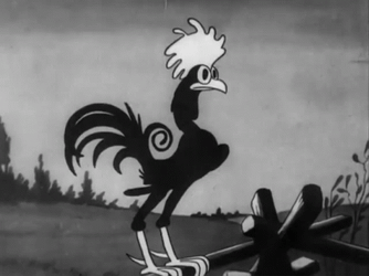 Thin Rooster Crowing Black And White GIF