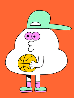 Things That Bounce Cloud With Hat Holding Ball GIF