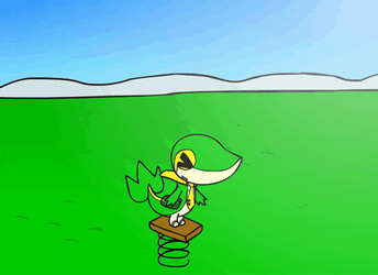 Things That Bounce Snivy On Spring Board GIF