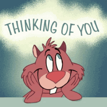 Thinking About You Pink Animal Cartoon GIF