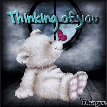 Thinking About You White Bear And Butterfly GIF