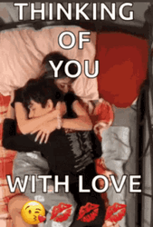 Thinking About You With Love Hugging Couple GIF