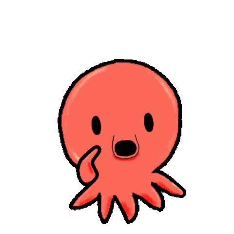 Thinking Cartoon Octopus Surrounded By Question Marks Sticker