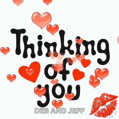 Thinking Of You Sign With Red Hearts GIF