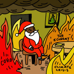 This Is Fine Black Santa Meme GIF