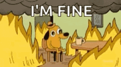 This Is Fine Meme Dog Drinking Coffee GIF