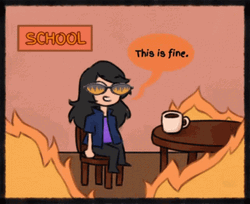 This Is Fine Meme School Girl Burning Fire GIF