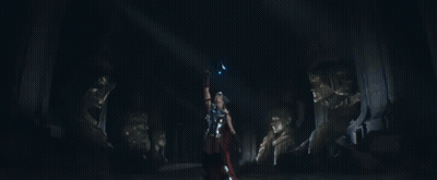 Thor Holding Lightning Hammer In Dark Room GIF