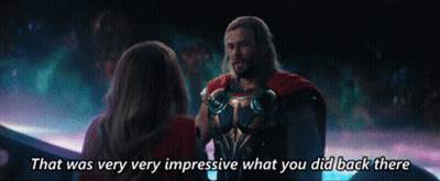 Thor Talking To A Woman With The Words That Was Very Very Impressive What You Did Back There On The Bottom GIF