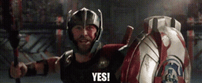 Thor Wearing Helmet Holding Shield And Sword Saying Yes GIF