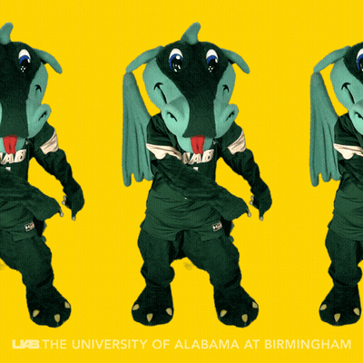 Three Alabama Mascots Dancing On Yellow GIF