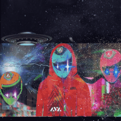 Three Aliens With Ava Letters GIF