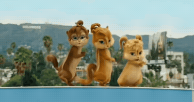 Three Alvin And The Chipmunks Dancing At Hollywood Sign GIF