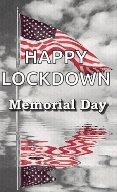 Three American Flags Reflection On Lock Down Memorial Day Card GIF