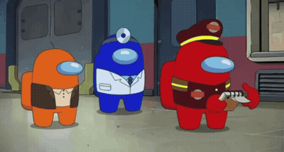 Three Among Us Characters With Doctor And Fireman GIF