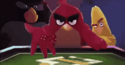 Three Angry Birds Playing Poker GIF