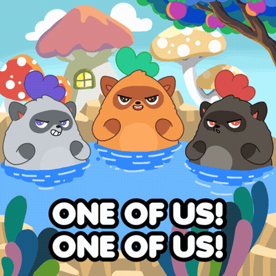 Three Animals In A Pond Saying One Of Us One Of Us GIF
