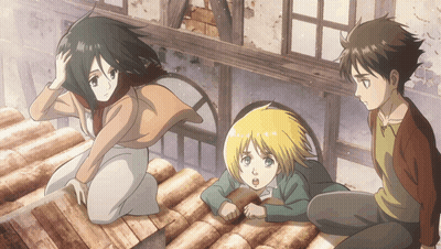 Three Anime Characters Sitting On Roof GIF