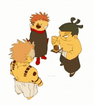 Three Anime Characters Standing Together GIF