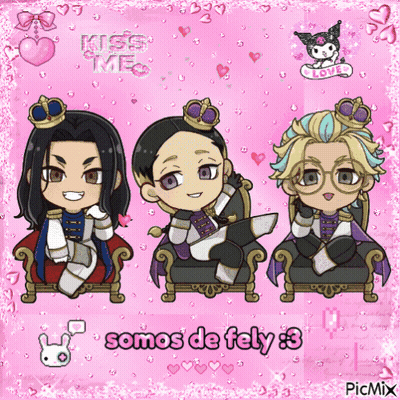 Three Anime Characters With Crowns Somos De Fely 3 GIF