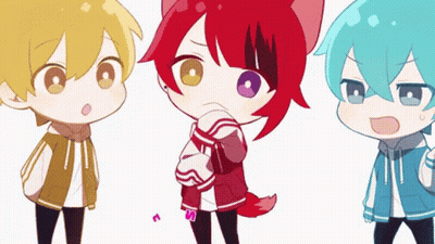 Three Anime Characters With Purple Eye GIF