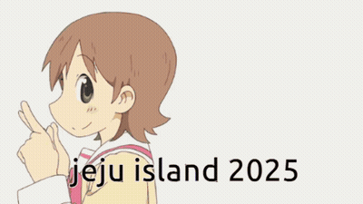 Three Anime Girls Are Standing Next To Each Other With The Text Jeju Island 2025 GIF