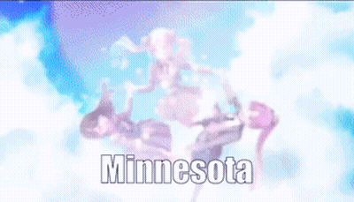 Three Anime Girls Flying With Minnesota Below GIF