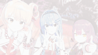 Three Anime Girls Posing In Front Of Chalkboard Saying I Love You GIF