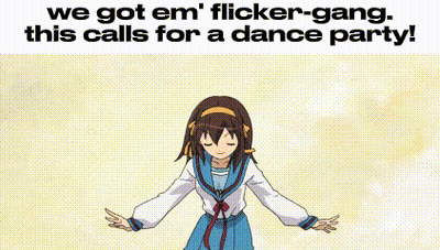 Three Anime Girls With Arms In The Air GIF