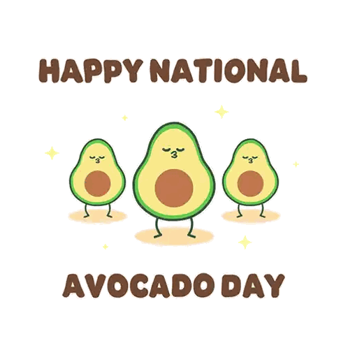 Three Avocados With Happy National Avocado Day Sticker