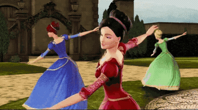 Three Barbie Dolls Dancing GIF