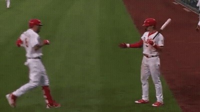 Three Baseball Players On Field GIF