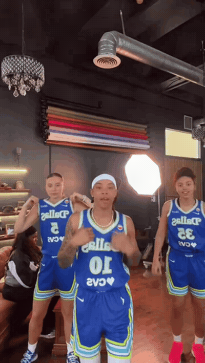 Three Basketball Players In Blue Uniforms Number 10 GIF