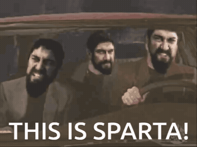 Three Bearded Men In A Car Saying This Is Sparta GIF