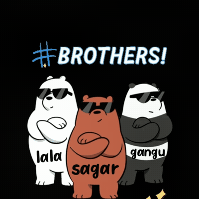 Three Bears Wearing Sunglasses With The Words " Brothers " Written Above Them GIF