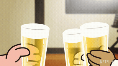 Three Beer Glasses With Netflix GIF