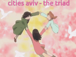Three Best Friends Floating Azumanga Daioh Anime GIF