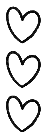 Three Black Hearts In A Row Sticker