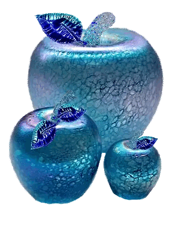 Three Blue Glass Apples With Rhinestones Sticker
