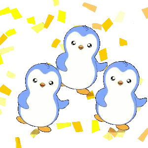 Three Blue Penguins Standing Sticker