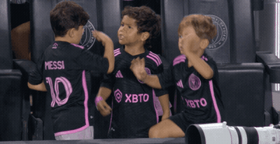 Three Boys In Black And Pink Jerseys Number 10 GIF