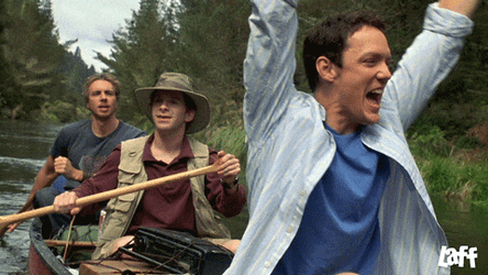 Three Boys Riding The Canoe GIF