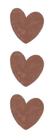 Three Brown Hearts In A Row Sticker
