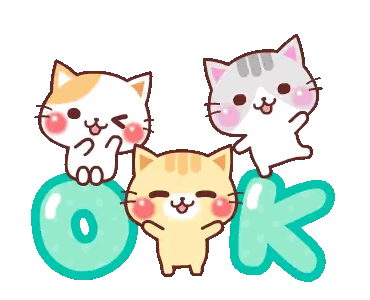 Three Cartoon Cats Next To OK Sign Sticker