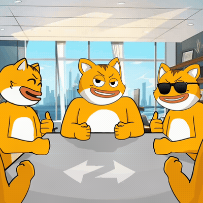 Three Cartoon Cats Sitting Around Table One With Sunglasses GIF