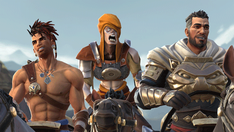 Three Cartoon Characters Are Riding Horses And One Of Them Has A Necklace With The Letter T On It GIF